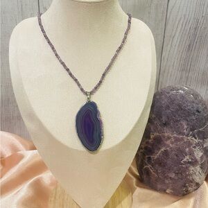 Agate Amethyst Pendant Necklace